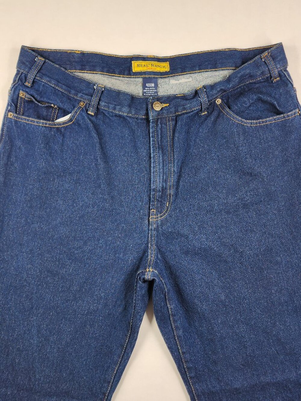 Real Ranch Men's 40x28 (Tag 42x30) Blue Jeans Men's Relaxed Fit Straight Leg